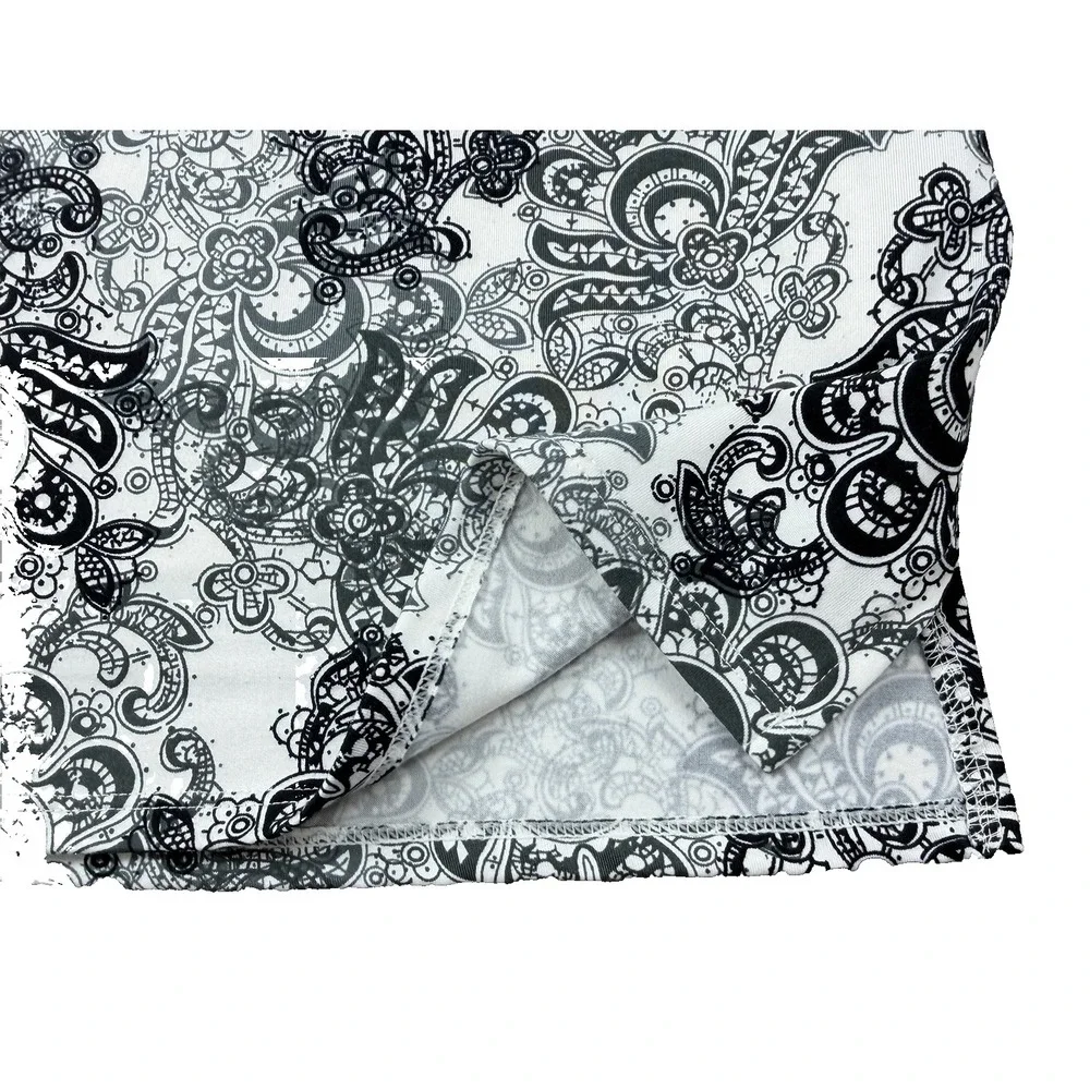 Tranquility By Colorado Womens Skirt Activewear Pull On Black White Paisley XXL